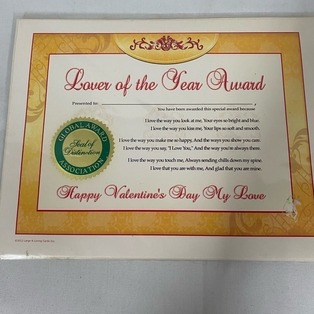 2012 Large & Loving Valentines Day Certificate (DG)